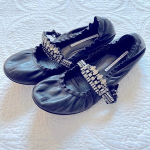 VERA WANG LAVENDAR Leather Rhinestone Ballet Flat